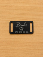 Plaquette collier animal bleu anodisé gravure laser - Filament Fou