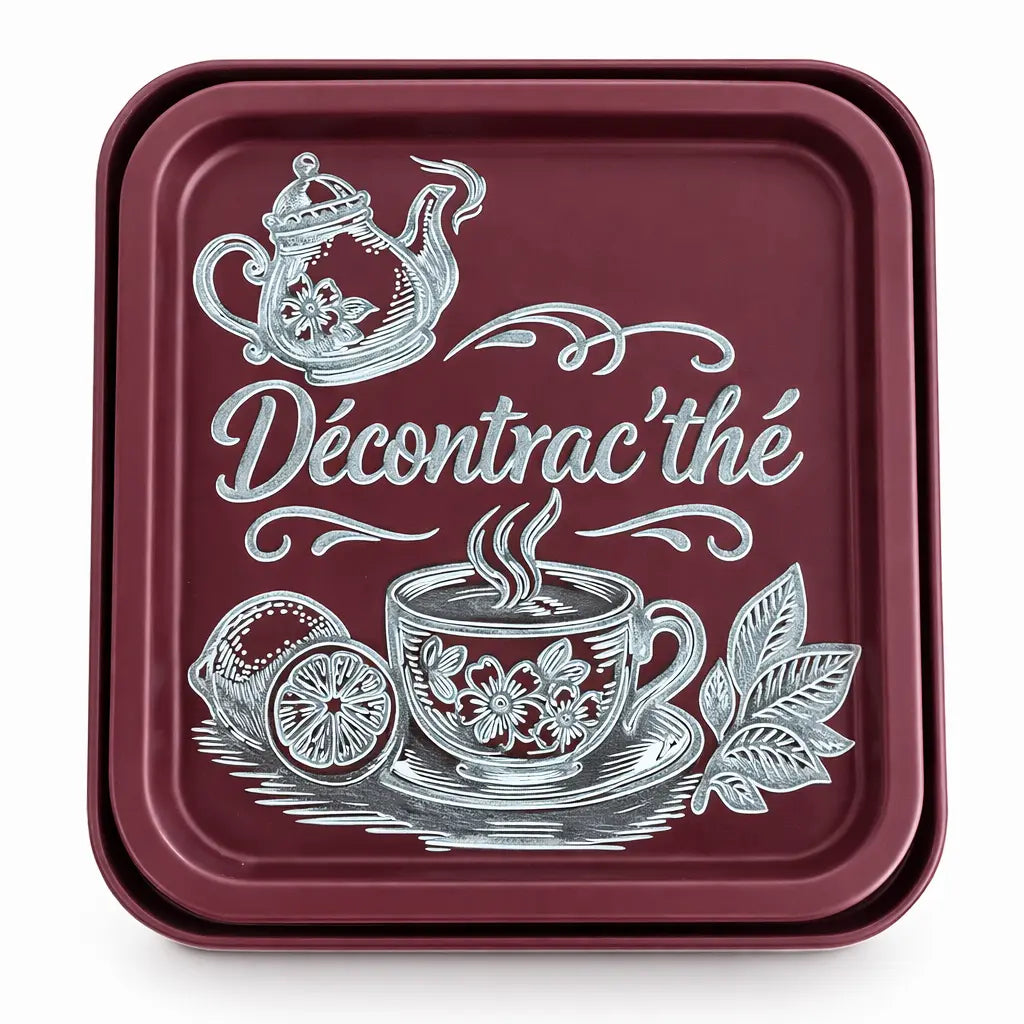 Boîte à thé personnalisée gravée couvercle Filament Fou