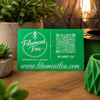 Carte de visite gravée en aluminium - finition Vert anodisé