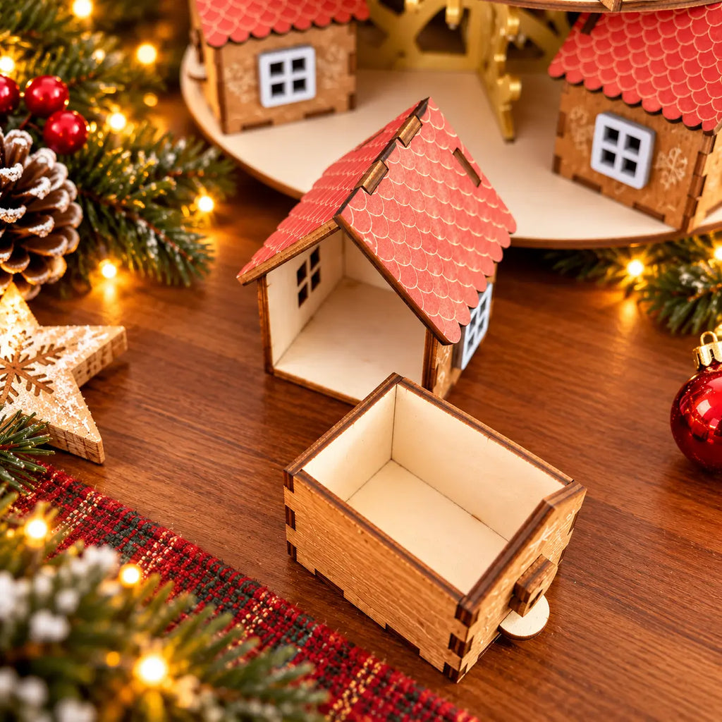 Petit chalet en bois du calendrier de l'Avent avec compartiment à remplir – Filament Fou