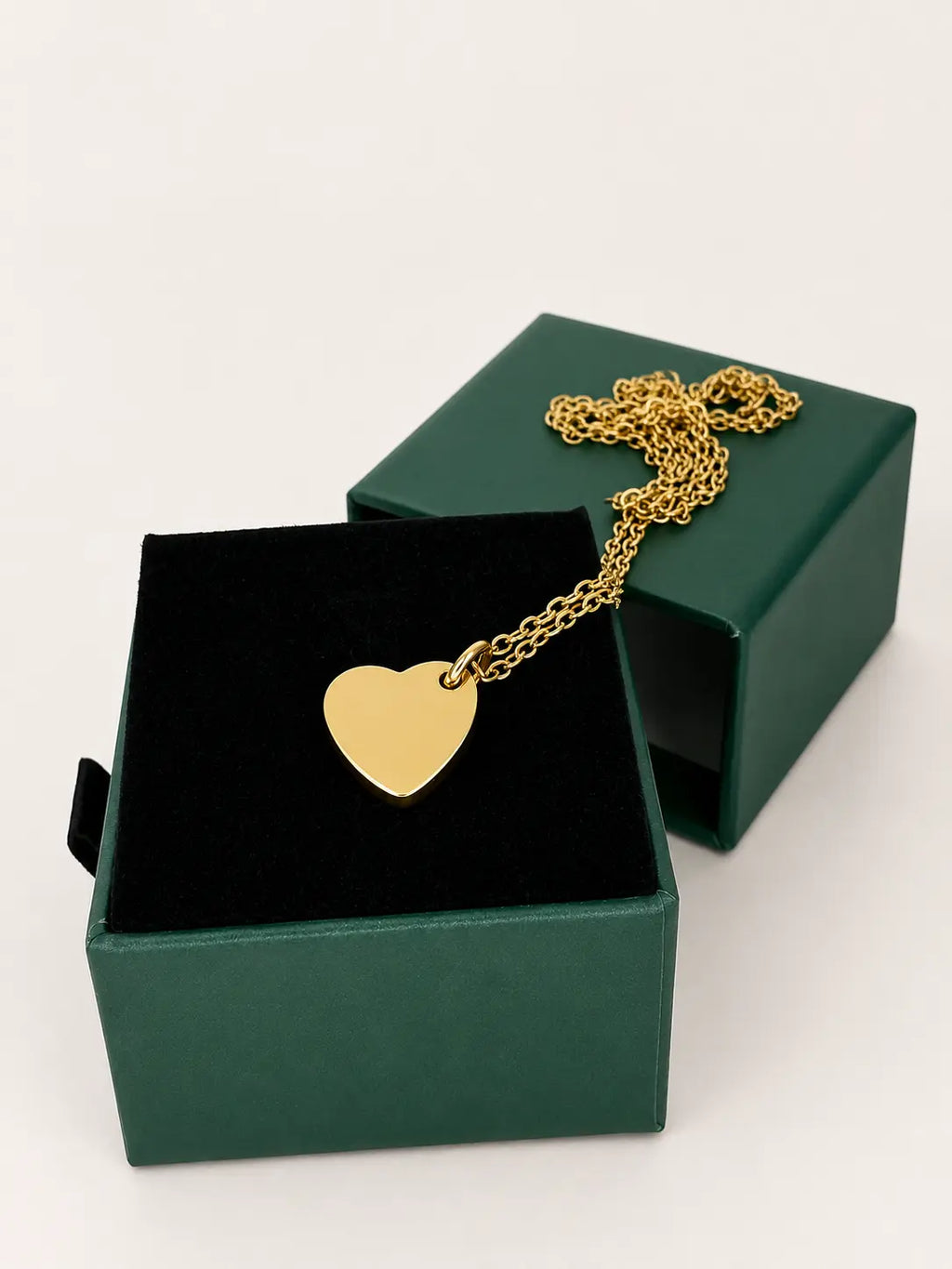 Collier cœur personnalisable en acier inoxydable doré, gravure initiale