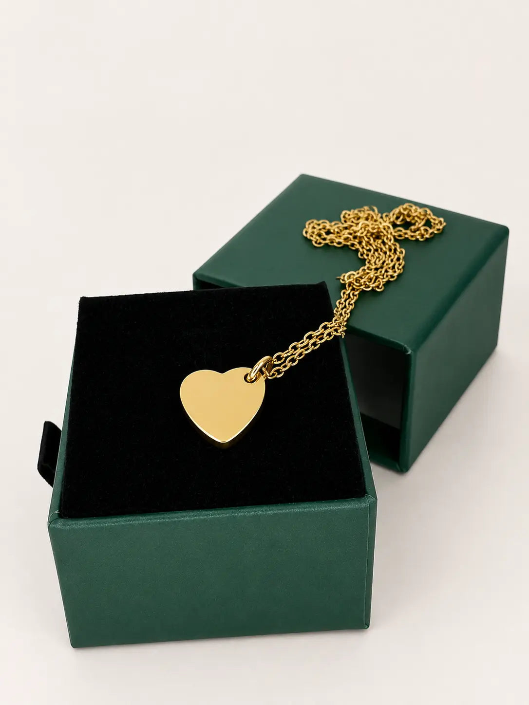 Collier cœur personnalisable en acier inoxydable doré, gravure initiale