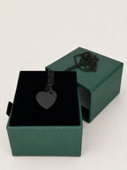 Collier cœur personnalisable en acier inoxydable noir brillant, gravure initiale