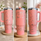 Gourde inox pré-gravée 1182ml motif Floral parchemin gravure horizontale - Filament Fou