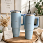 Gourde inox personnalisée couleur bleu-gris