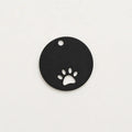 Médaillon rond noir en inox métallisé gravé au laser pour animaux, chien et chat