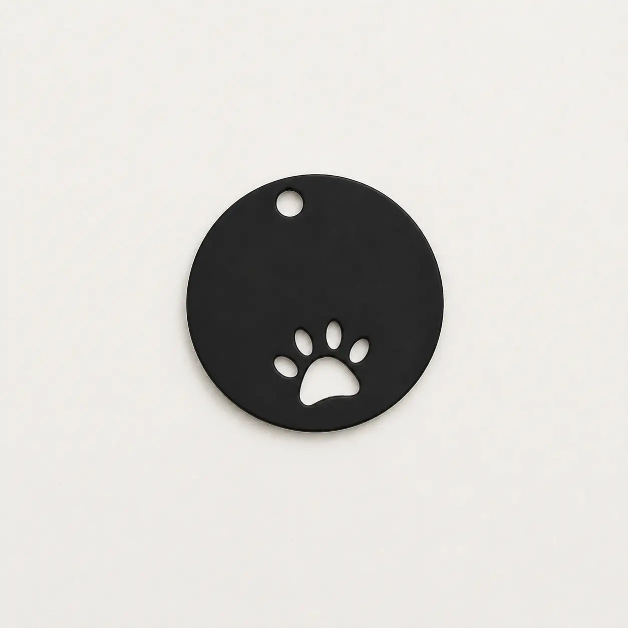 Médaillon rond noir en inox métallisé gravé au laser pour animaux, chien et chat