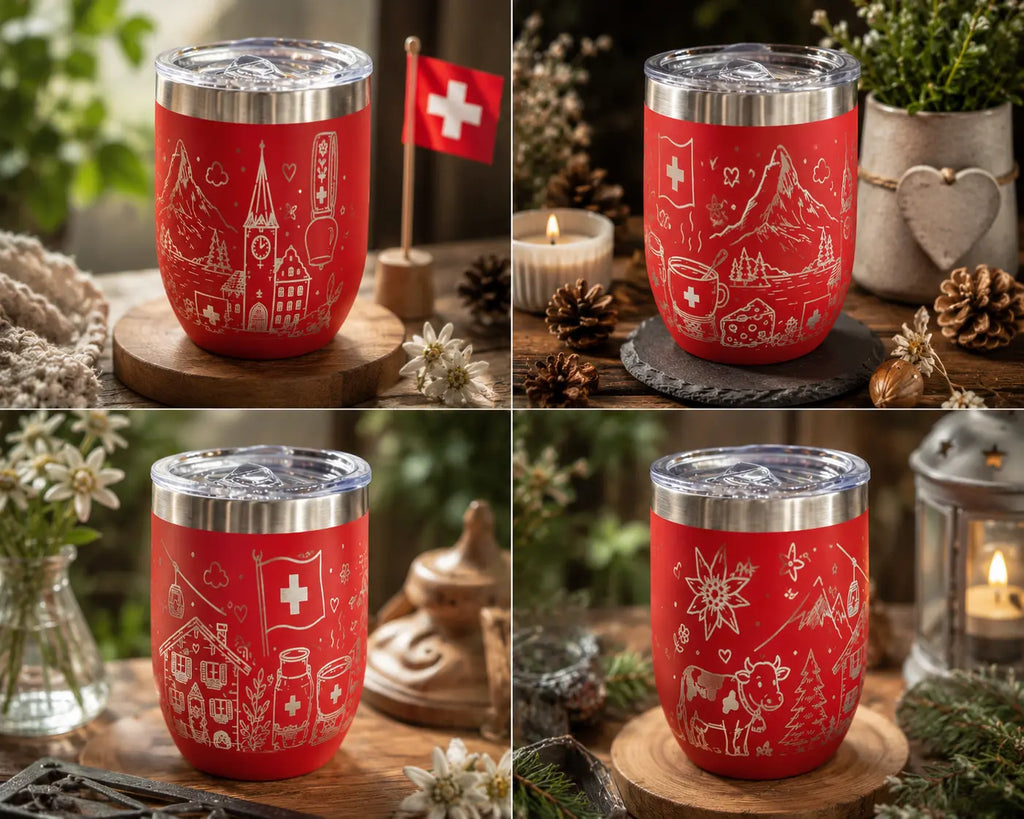 Mug inox prégravé motif Suisse personnalisable - Filament Fou