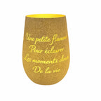 Photophore Cosy — détail de la flamme gravée