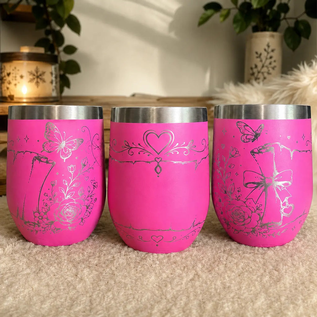 Mug inox pré-gravé motif Pink parchemin personnalisable - Filament Fou