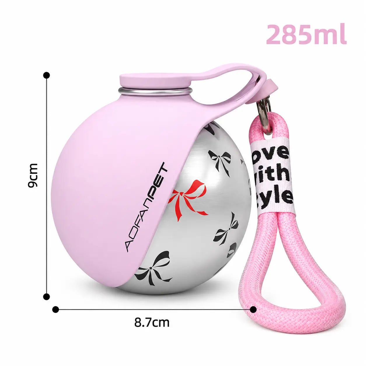 Gourde pour chien 285ml design Rose flot gravée au laser - Filament Fou
